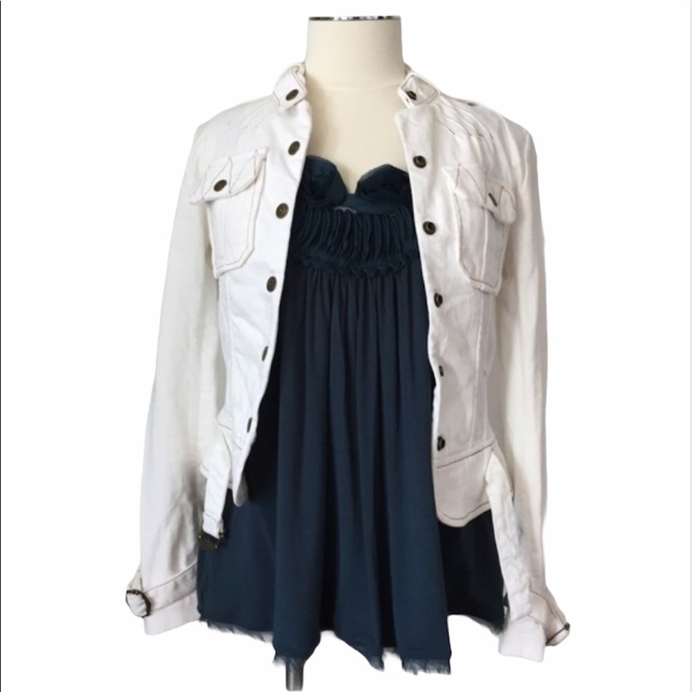 L.A.M.B. by GWEN STEFANI White Moto Jean Jacket Sz 0